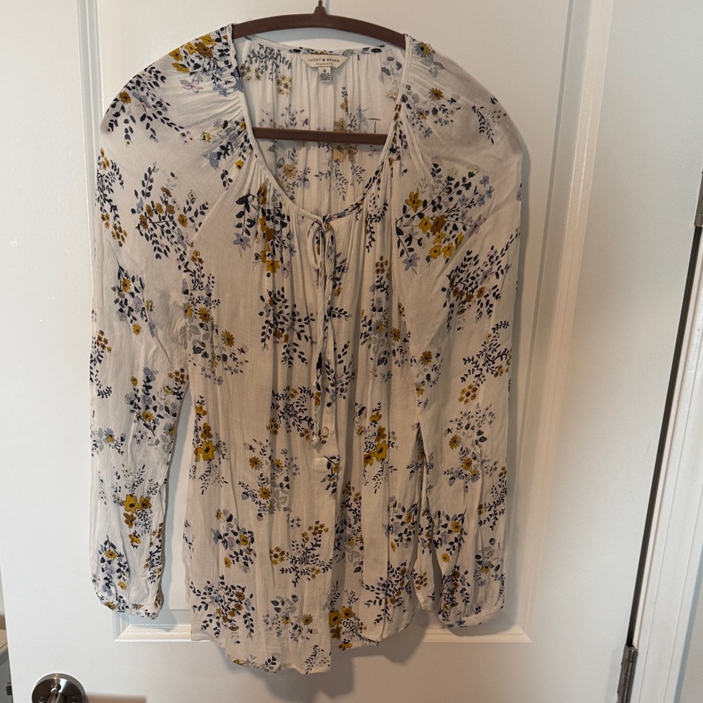 Lucky Brand White Floral Blouse